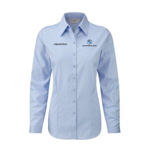 Camisa oxford azul manga larga mujer